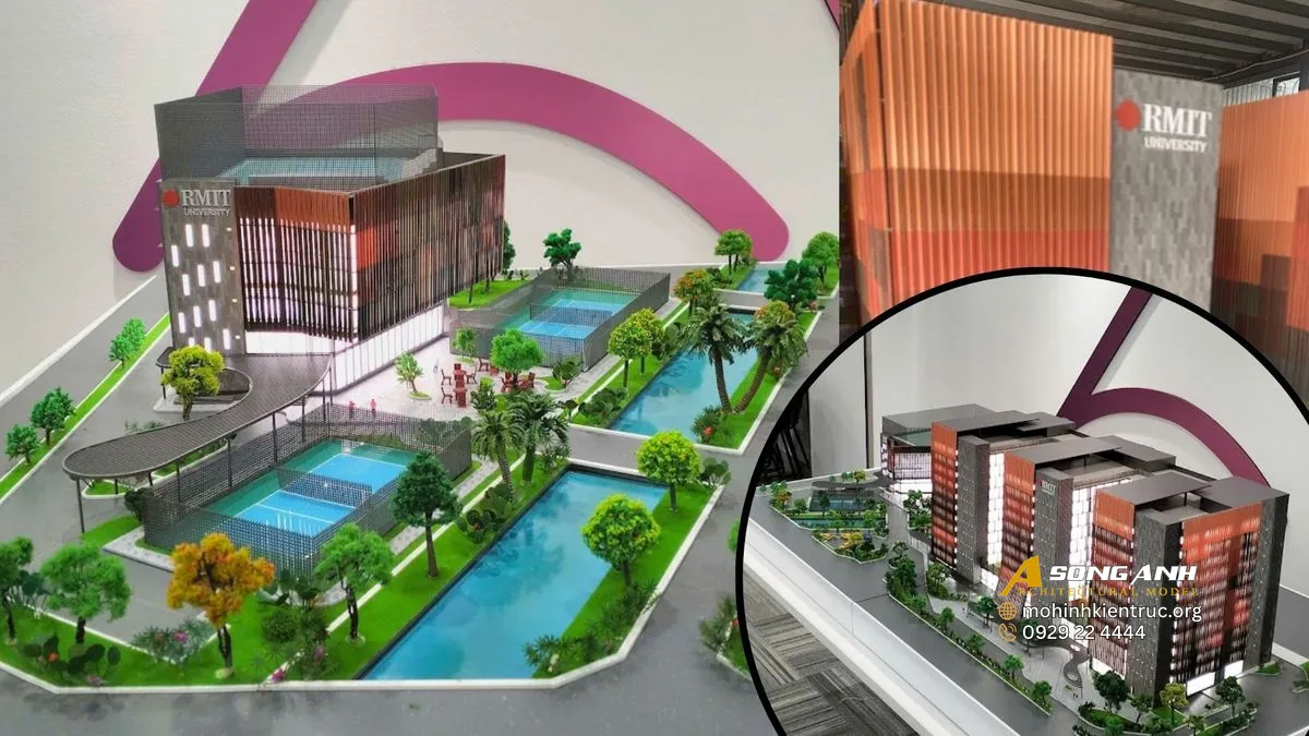 Dịch vụ làm sa bàn trường học đại học RMIT tỷ lệ 1/300 do Mô hình Song Anh thi công