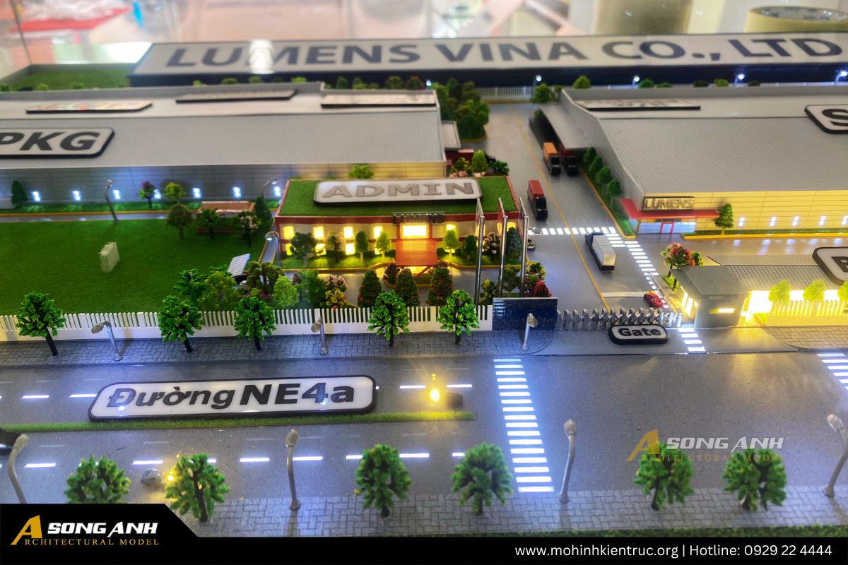 Khối nhà điều hành Admin và cổng vào Gate dự án mô hình nhà máy Lumens Vina.
