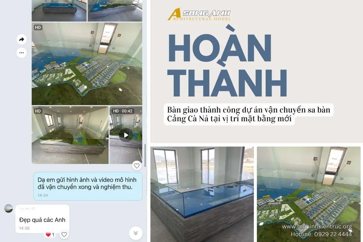 Chất lượng sa bàn Cảng Cà Ná sau khi được di dời và vận chuyển vẫn giữ được độ nguyên vẹn 100% như lúc ban đầu, hệ thống đèn LED hoạt động hoàn hảo.