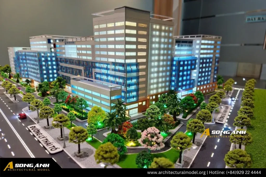 Toàn cảnh quy hoạch mô hình bệnh viện Nhi đồng 1 góc đường Lý Thái Tổ và Sư Vạn Hạnh.