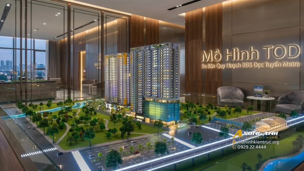 Sa bàn quy hoạch TOD Metro - Mô hình Song Anh Mô hình TOD sa bàn quy hoạch đô thị kết nối tuyến Metro